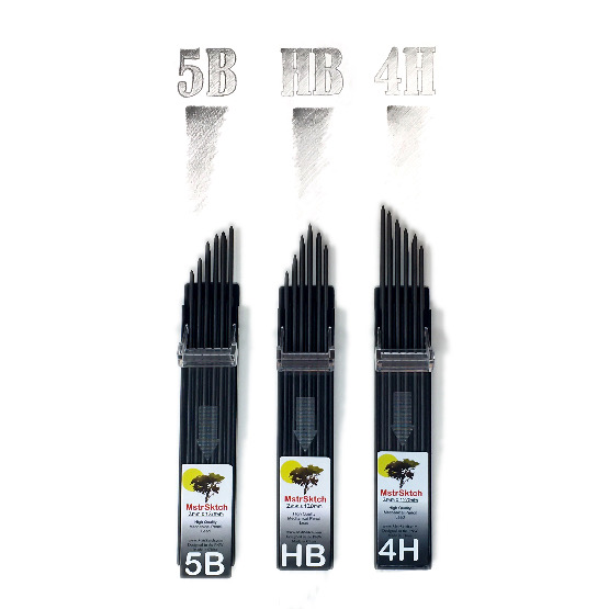 Swatch examples of graphite 5B HB and 4H