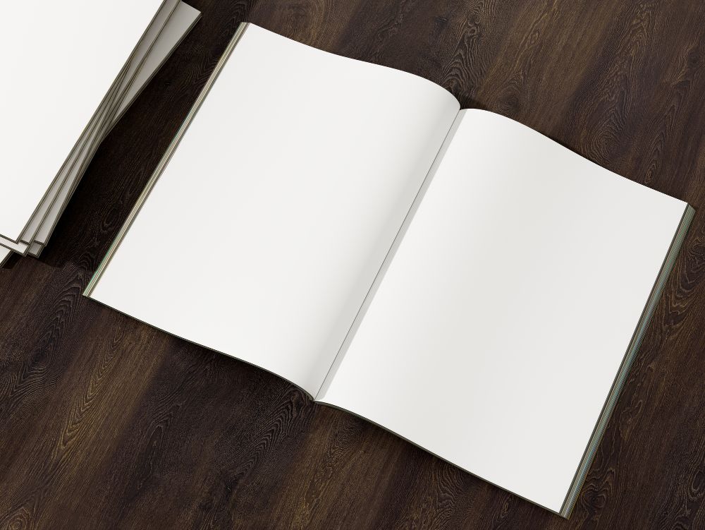 Sketchbook on a wooden table