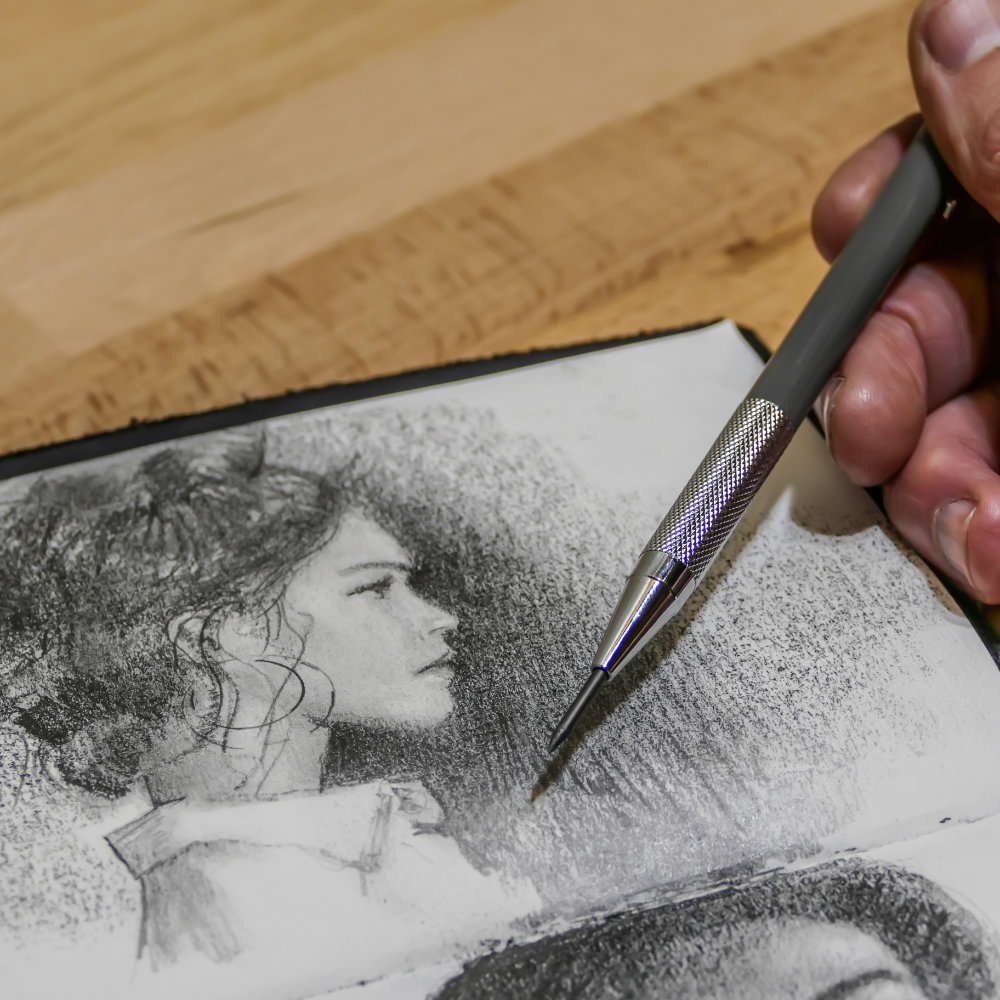 sketch of lady using 2mm metal mechanical pencil