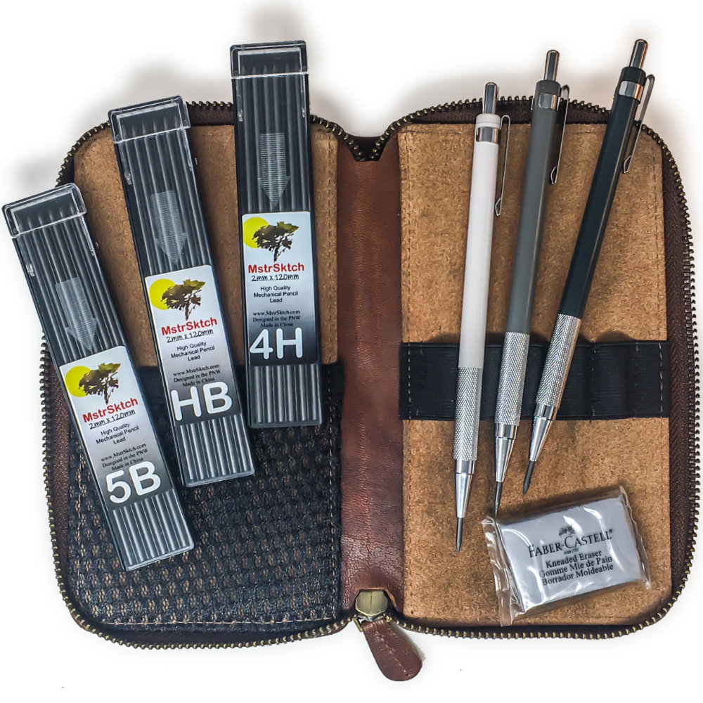 Mechanical Drawing Pencils and Leather Wallet